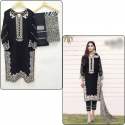 Black Heavy Faux Georgette Kurti Pant Set With Embroidery Work   thumb 1
