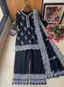Black Heavy Georgette Embroidery Kurti Plazzo Set  thumb 5