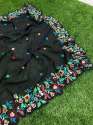 Black Multi Thread Work georgette Saree thumb 5