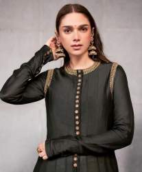 Black Silk Anarkali Gown With Embroidery Work 