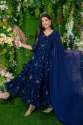 Blue Georgette Anarkali With Dupatta thumb 4