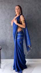 Blue Georgette Sequence Work Saree 