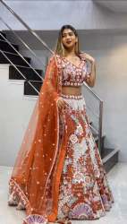 Bridal Wear Butterfly Net Sequence Embroidered Lehenga Choli