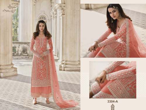 ButterFly Embroidered Net Semi Stitched Suit 