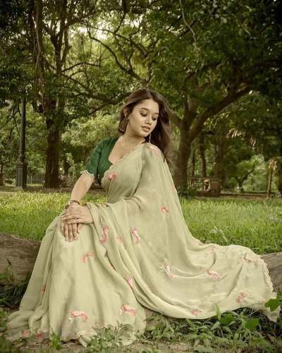CHIFFON SAREE WITH EMBROIDERY WORK 