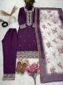 ChinnonSilk With Heavy Embroidery Sequence Work Top-Bottom And Dupatta Set thumb 1