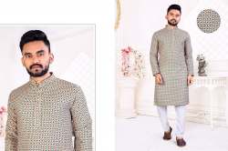 Crochet Sequence Work & Digital print Men Kurta