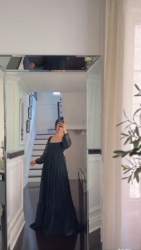 Dark Black Fox Georgette With Fancy Nack Gown 