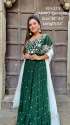 Dark Green Gown With White Dupatta   thumb 3