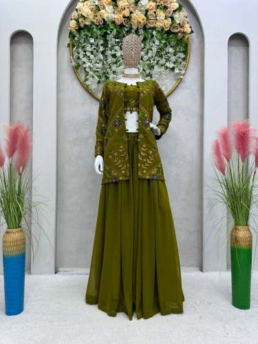 Designer Foux Georgette Kurti With Koti