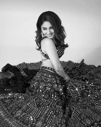 Designer Foux gorgette Lehenga Sequnce with thread