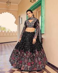 Designer Foux gorgette Lehenga with Sequnce Work
