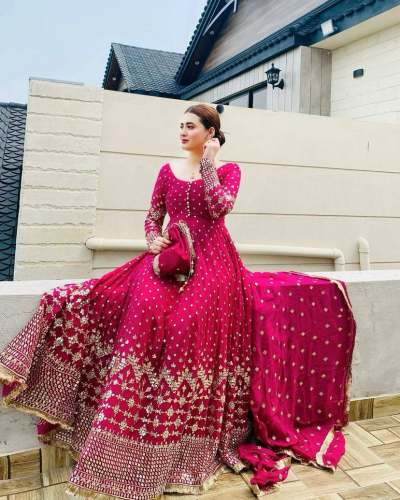 DESIGNER FOX GEORGETTE GOWN WITH  SEQUNCE EMBROIDERY WORK