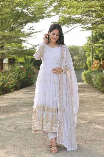 Designer Georgette Anarkali Suit With Sequins Embroidery Work
