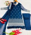 Designer Georgette Kurti Pant Set With Embroidery Work thumb 3