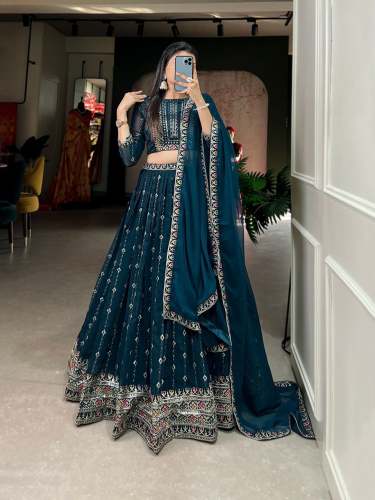 Designer Georgette Lehenga Choli With Sequins & Embroidery Work 