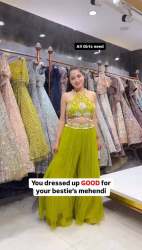 Designer Green Color Foux gorgette Sequnce Work Suit