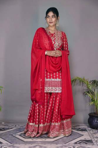 Designer Heavy Faux Georgette Kurti With Embroidery Work 