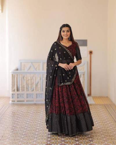 Designer Heavy Faux Georgette Lehenga Choli With Embroidery Work 