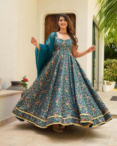 Designer Jimmy organza silk Anarkali gown