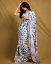 Designer Linen Digital Flower Printed Saree 