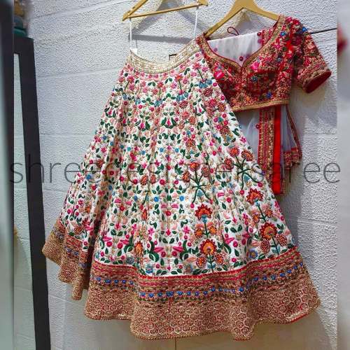 Designer Malay Satin Silk Lehenga Choli With Embroidery Work 