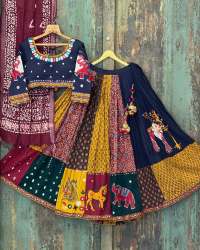 Designer Muslin Cotton Lehenga Choli With Mirror Work