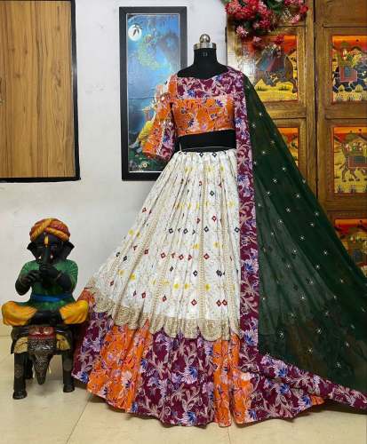 Designer Navratri Heavy Muslin Cotton Lehenga Choli 