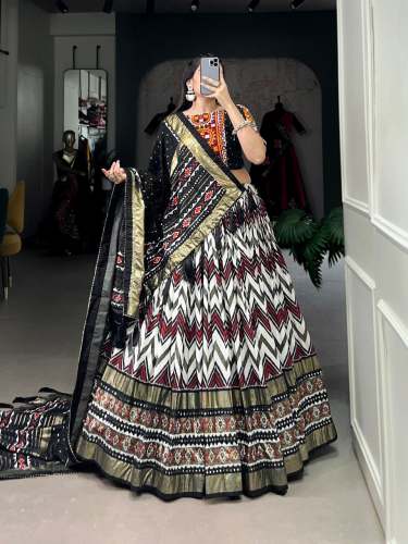 Designer Navratri Tussar Silk Lehenga Choli 