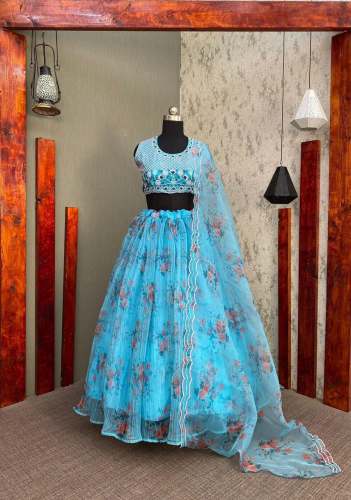 Designer Organza Lehenga Choli With Embroidery Work