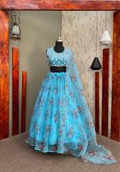 Designer Organza Lehenga Choli With Embroidery Work