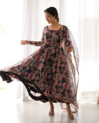 Designer Organza Taby Silk Digital Print Gown