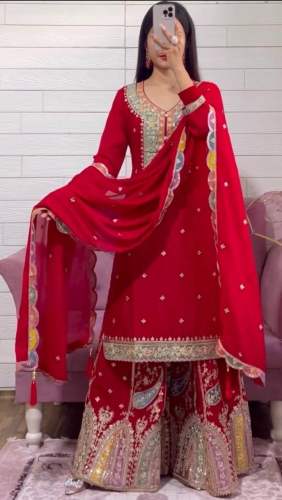 Designer Party Wear Look Fancy Top-Dupatta With Sharara