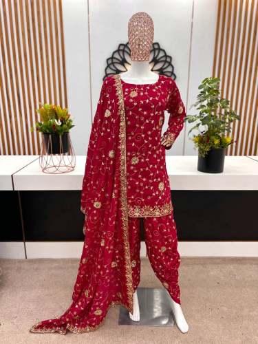 Designer Party Wear Look Top ,Dhoti Salwar and Dupatta
