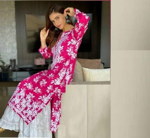 DESIGNER PARTY WEAR NUHA MULMUL STRAIGHT KURTI