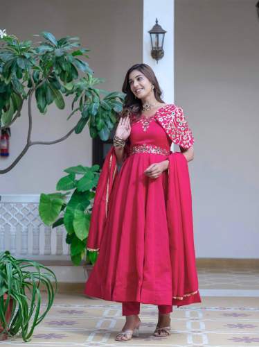 Designer Pink Color Anarkali Gown 