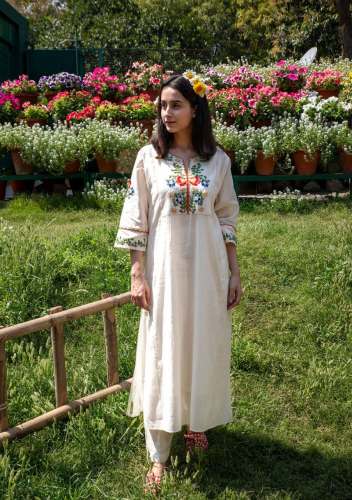 Designer Pure Cotton Hand Embroidery Kurti