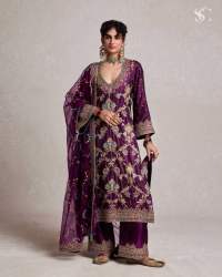 Designer Pure Heavy Chinnon Silk Suit With Heavy Embroidery Work