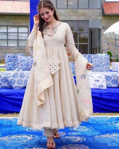 Designer Pure Heavy Sandhery Silk Gown Pant & Dupatta