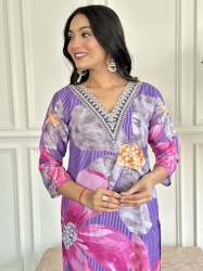 Designer Pure Muslin Kurti with Embroidery Work