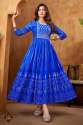 Designer Rayon Long Anarkali Gown With Embroidery Work  thumb 2