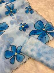 Designer soft satin organza flower Saree 