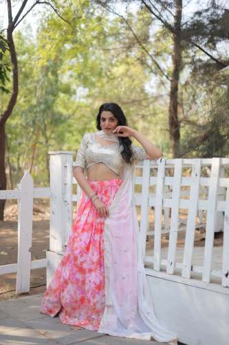 Digital Printed Faux Georgette Lehenga