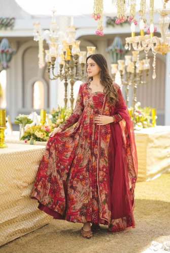 Digital Printed Pure Georgette Silk Anarkali suit 