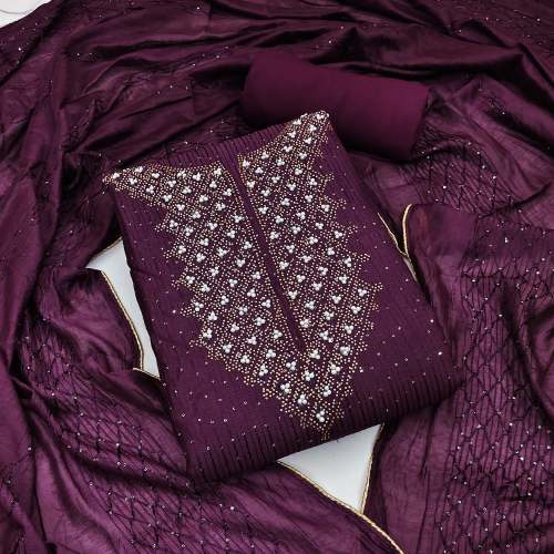 Dyeable Chanderi Croset Dress Material  