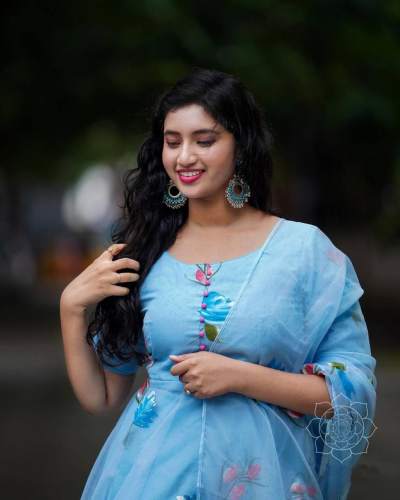 Elegant Floral print Organza Kurti Duppata Set