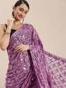 Embroidered work with sequins work saree