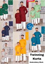 Embroidery and SequinsWork Twinning kurta for mens