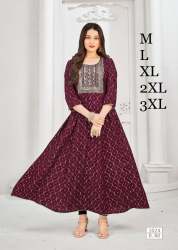 Embroidery with Foil Print Flair Rayon Gown