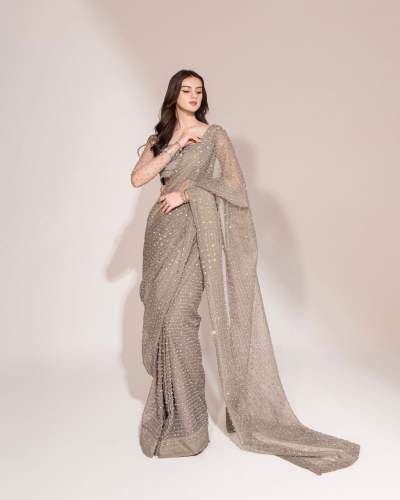 Exclusive Georgette Diamond Work Saree